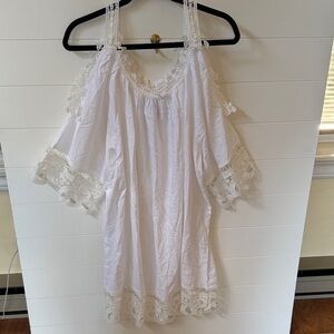 Swimsuits For All White Lace Trim Swim Coverup